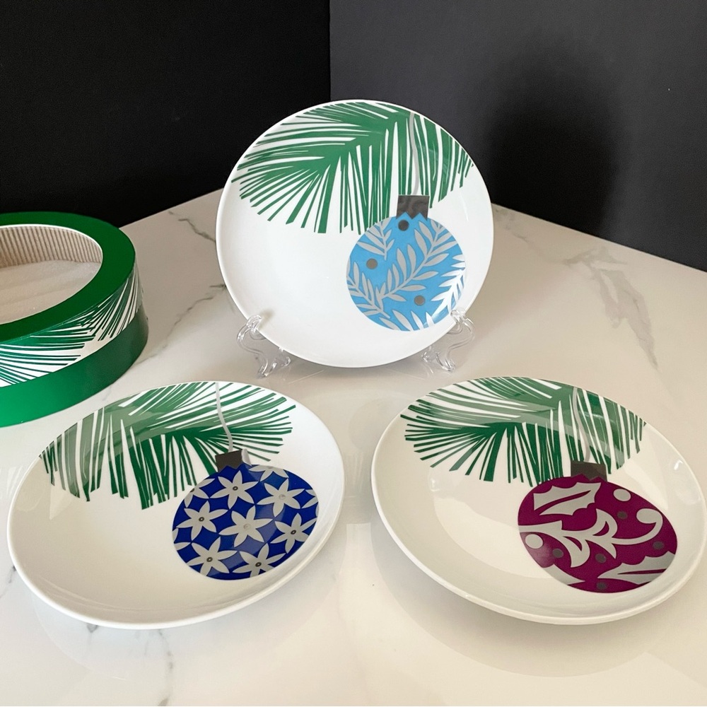 SET of 3 Ornament Appetizer/Dessert Plates by Crate&Barrel